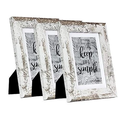 Rustic White 5x7 Picture Frames Wide Molding 3P in 1 set - Wall Mounting Mate... - Image 1 of 4