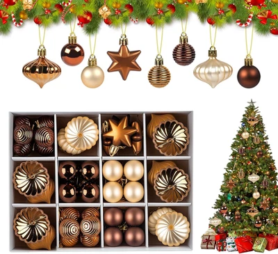 52 Pezzi Palline Di Natale Marroni,Glitterate Decorazioni Addobbi Natalizie,3/5  - Immagine 1 di 4