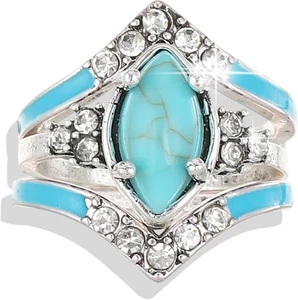 Anillos llamativos turquesa para mujer vintage bohemio occidental nudillo apilable R - Imagen 1 de 6