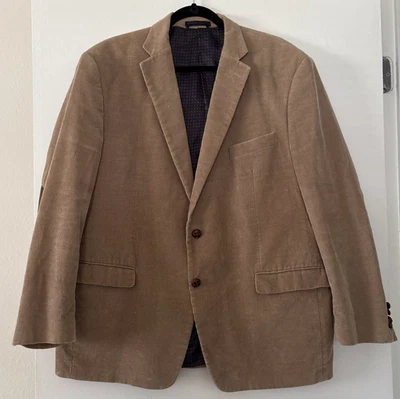 Chaps Sport Coat Mens 44R Corduroy Cotton Brown Suede Elbow Patch Blazer Jacket - Image 1 of 4