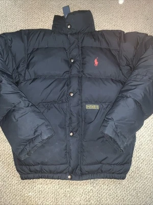 Chaqueta Polo Ralph Lauren Puffer Juvenil Talla 8 Negra Roja Llena de Poni Foto 1 de 4