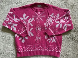Vintage Weihnachten Urlaub Pullover Rosa G.F.C Ltd. Schneeflocken Größe M?? - Bild 1 von 6