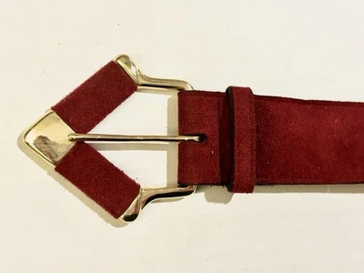 Cinturón Vintage Borgoña Tono Dorado Art Deco Retro Triángulo 29.5"-33.5" L Foto 1 de 4