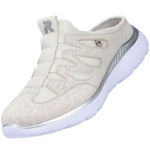 Zapatillas mujer Rieker zuecos beige/leopardo MemorySoft plantilla M5095-60 - Imagen 1 de 7