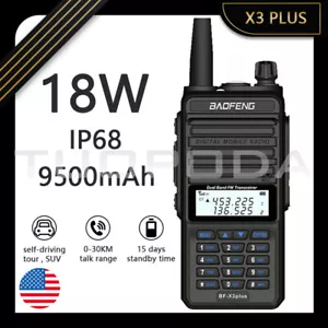 18W BAOFENG X3 PLUS LONG DISTANCE TRI-BAND HAM RADIO HIGH-POWER WALKIE-TALKIE US - Afbeelding 1 van 12