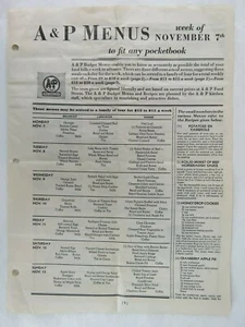 A&P Menús económicos con recetas años 40 Atlantic Pacific Supermercado Sultana Anuncio - Imagen 1 de 4