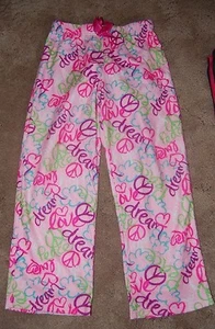 XHILARATION PINK PEACE Love Dream Hope..COZY Flannel Sleep Pants Girls SIZE 7/8 - Picture 1 of 1