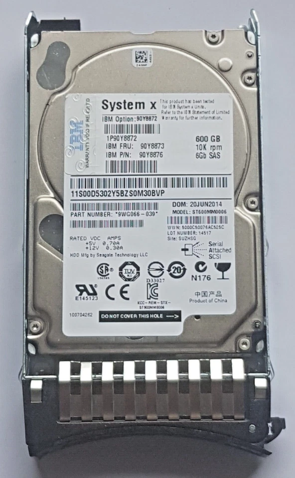 600 GB SAS IBM System X 90Y8872 ST600MM0006 10K RPM HDD 2.5 " Hard Drive+Caddy - Image 1 of 1