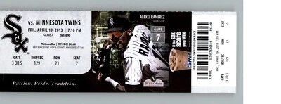 Minnesota Twins vs Chicago White Sox 4/19/2013 Full Ticket - Alexei Ramirez	 - Image 1 of 2