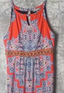 NY Collection Damen langes Kleid ärmellos Gr. Medium orange/blau - Bild 1 von 9