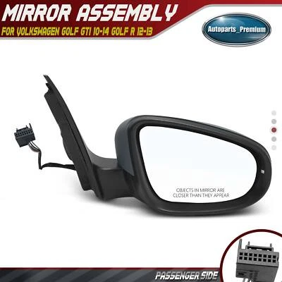 Espejo retrovisor derecho negro con ajuste de vidrio eléctrico para Volkswagen Golf GTI 10-14 Golf R 12-13 Foto 1 de 4