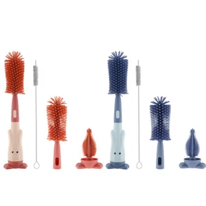 3Pcs Baby Bottle Brush Set Lone Handle Silicone Bottle and Teat Cleaning qrNvB - Picture 1 of 14