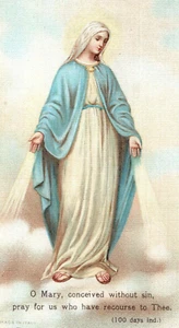Tarjeta de Oración Santa Religiosa Troquelada Madre Milagrosa Virgen María C1910-15 - Imagen 1 de 3