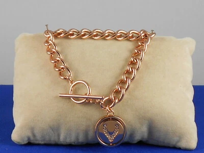 Pulsera Carolee Oro Rosa WORD PLAY DOUBLE TAKE Wishbone Hacer un Deseo Palanca Foto 1 de 2