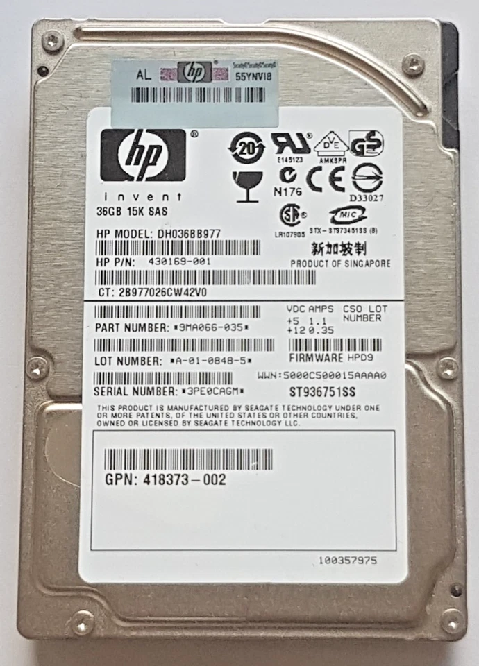 36 GB SAS HP DH036BB977 15000 RPM 16MB DP SFF HDD 2.5" Disco Rigido Interno - Immagine 1 di 1