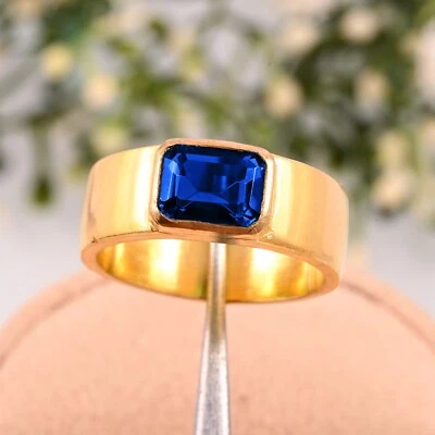 Anillo 100% Natural Tanzanita Calidad AAA Oro Amarillo 14k Boda Regalo Hombre Foto 1 de 3