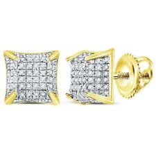 Cube Micro Pave Iced Out Diamond Earrings .33cttw 10K Yellow Gold Hip Hop Bling