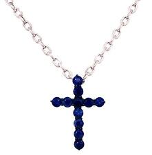 Estate .85Ct Aaa Sapphire 18Kt White Gold 3D Classic Cross Floating Pendant