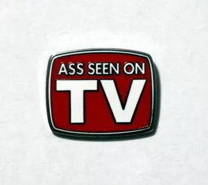 ASS Seen on TV hard enamel Pin nickel metallic-silver joke hat lapel flair gift - Picture 1 of 3