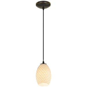 Access Brandy FireBird 1Lt Glass Cord Pendant, Bronze/White - 28023-1C-ORB-WHTFB - Picture 1 of 1