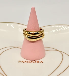 New Authentic Pandora Shine Gold Organically Shaped Stacking Rings 163264C00-50 - Picture 1 of 7