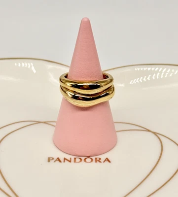 New Authentic Pandora Shine Gold Organically Shaped Stacking Rings 163264C00-50 - Image 1 of 4
