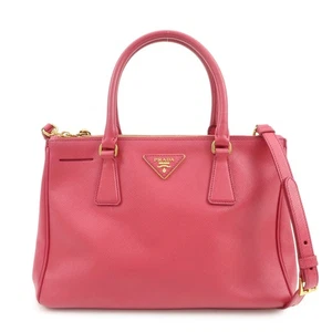 PRADA Triangle Logo Saffiano Leather 2Way Bag Hand Bag Pink BN1801 Auth Used F/S - Picture 1 of 21