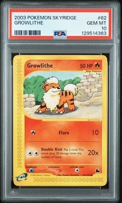 PSA 10 GROWLITHE 62 SKYRIDGE POKEMON GEM MINT - Image 1 of 2