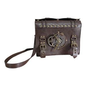 Ro Rox Lavinia Steampunk Satchel Bag Clock Gears Pendants Faux Leather - Picture 1 of 11