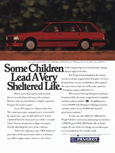1989 Peugeot: Some Children Lead Very Sheltered Life Vintage Print Ad - Picture 1 of 1