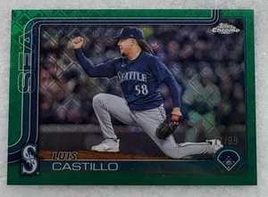 2025 Topps Chrome Logofractor Luis Castillo Green Refractor /99 Seattle Mariners - Picture 1 of 3