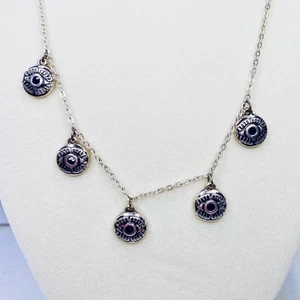 SilverTone Evil Eye Necklace New - Picture 1 of 4