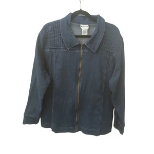 Chaqueta Bon Worth Azul Denim Estilo Blusa Elastizada Calce Relajado Cremallera Frontal talla L - Imagen 1 de 9