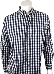 Camisa Tommy Hilfiger Abotonada Para Hombres Algodón Azul Cuadros Informal Manga Larga Talla L - Imagen 1 de 9