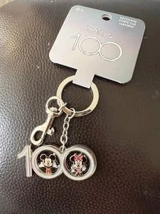 Loungefly Disney 100 Keychain Silver Mickey Minnie - Picture 1 of 4