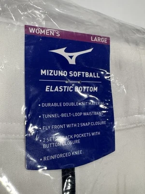 Pantalones de softbol para mujer Mizuno blancos L parte inferior elástica azul marino tubo || Nuevos Foto 1 de 4