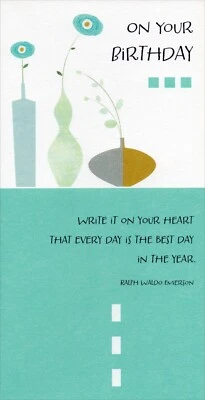Tarjeta de cumpleaños de poesía, "escríbela en tu corazón" por Ralph Waldo Emerson — AGC +✉ Foto 1 de 4