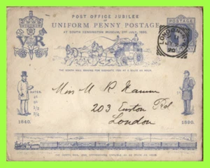 G.B. 1890 Penny Post Jubilee P.S envelope used, London NW Sq Circle + insert - Picture 1 of 3
