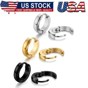 Hypoallergenic Small Hoop Earrings for Men Women 316L Surgical Stainless Steel - Picture 1 of 7