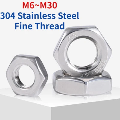 HUIRUIXIN FINE PITCH THREAD THIN HALF LOCK HEXAGON NUTS A2 STAINLESS STEEL M6-M30