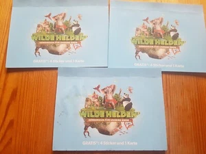 12 Aufkleber und 3 Sammelkarten Wilde Helden Rewe Sammelbilder Tiere Natur NEU - Bild 1 von 1