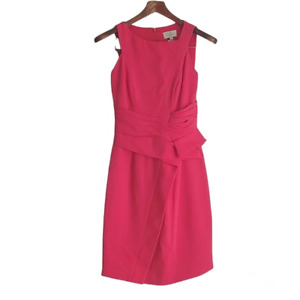 J. Mendel Silk Asymmetric Sleeveless Peplum Dress Pink Size 4