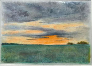 FRANZ EHMKE 1928 -2018 BERLIN BLANKENFELDE ABENDROT SONNE PASTELL SIGNIERT - Bild 1 von 5