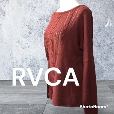 RVCA Sweater Med Women’s Oversize Burgundy Asymmetric Cable Knit Boho Comfort - Image 1 of 4
