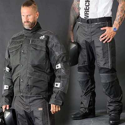 MC ALIVE BLACK/GRAY Motorrad Motorrad Cordura Textiljacke/Hose CE zugelassene Rüstungen schwarz ALIVE