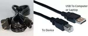 USB Cable+Power Cord for Epson Workforce 845 WF2660 WF2540 WF3540 WF3620 Printer - Picture 1 of 1