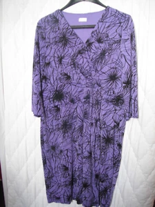 Minuet Petite Purple Fully Lined V-Neck 3/4 Sleeve Stretchy Dress 18 (42) purple - Picture 1 of 10