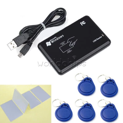 Smart USB RFID IC/ID Card Reader NFC Read 13.56MHz 125KHz + Card + Key Tag - Image 1 of 4
