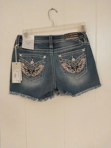 MISS ME Americana Eagle Stars and Stripes Mid Rise Short Shorts Sz 28 NWT - Picture 1 of 10