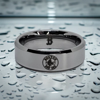 Anillo Medias Rojas de Boston | Plata | Talla 14 | Banda ancha de 8 mm | Como nuevo Foto 1 de 4